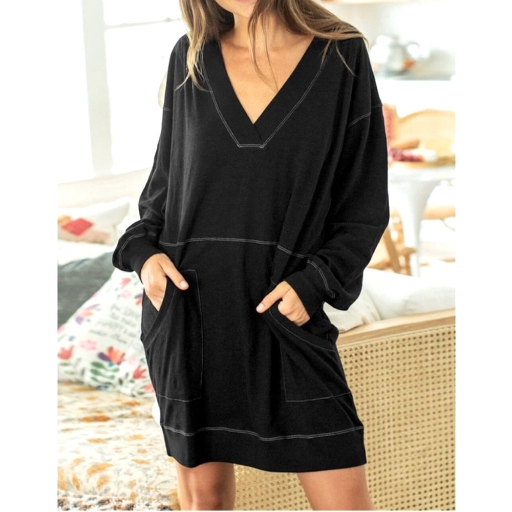 NATURAL LIFE Johnnie Tunic Lounge Dress XL Black